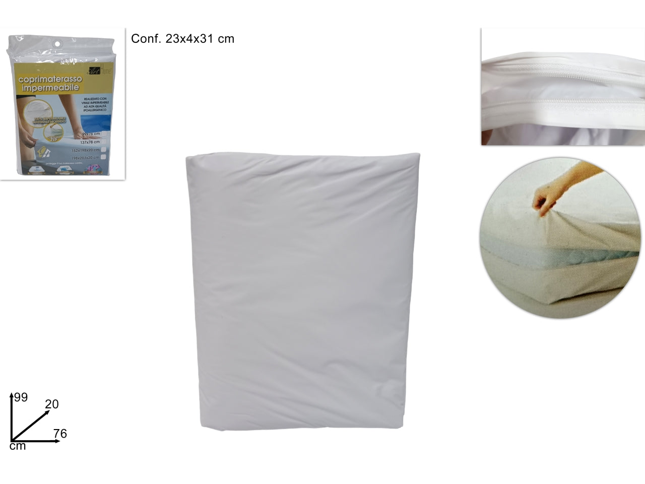 Coprimaterasso in pvc 99x76x20cm