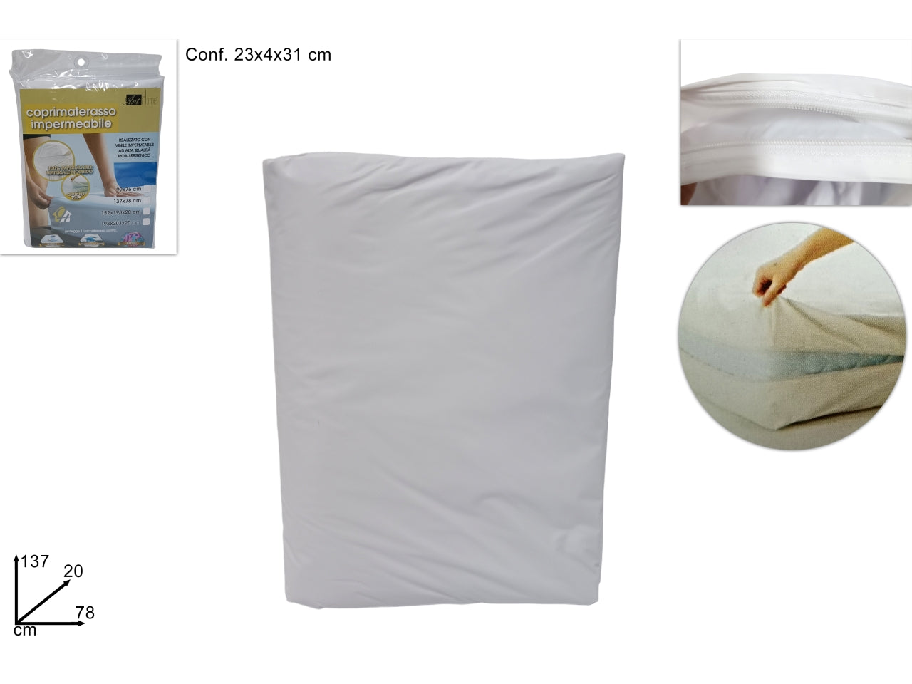 Coprimaterasso in pvc 137x78x20cm