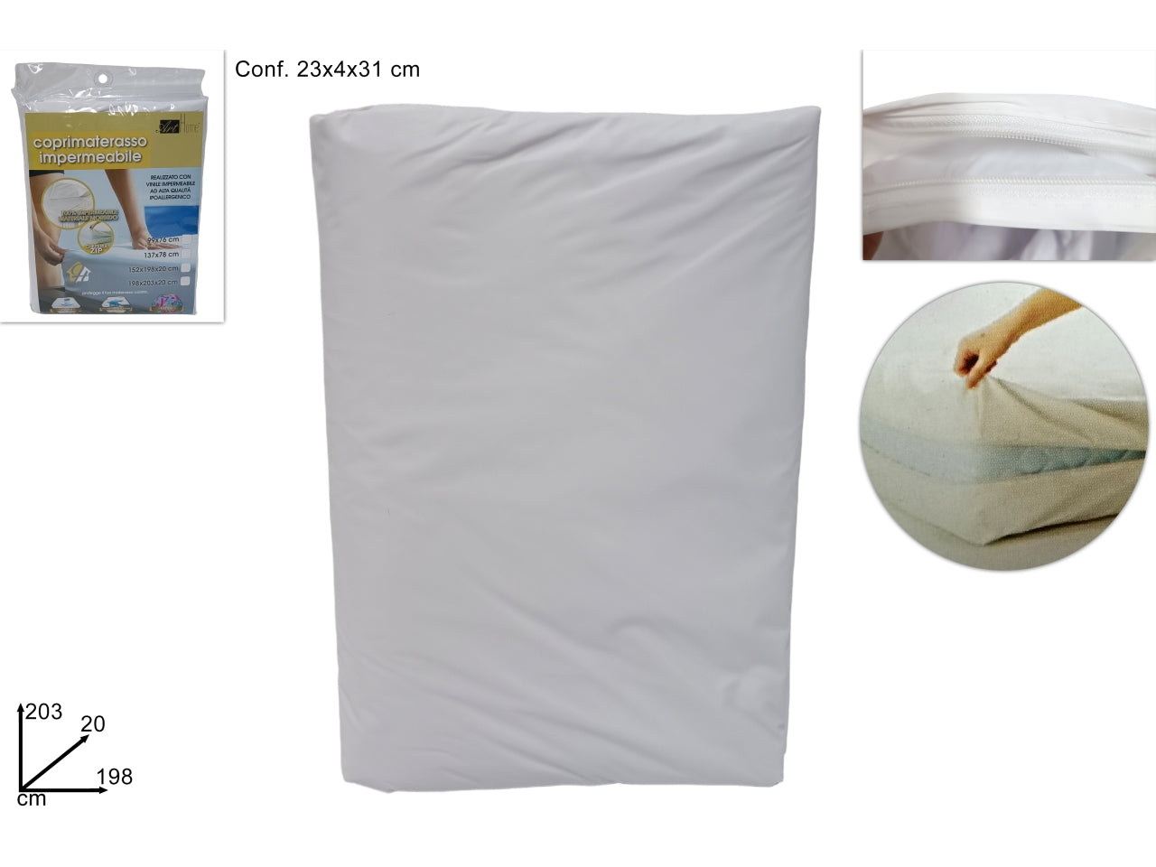 Coprimaterasso in pvc 198x203x20cm