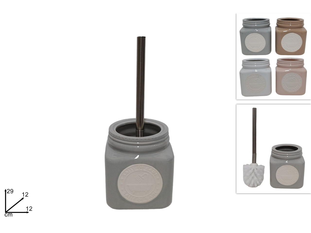 Scopino per wc completo in ceramica -  disponibile in 4 colori