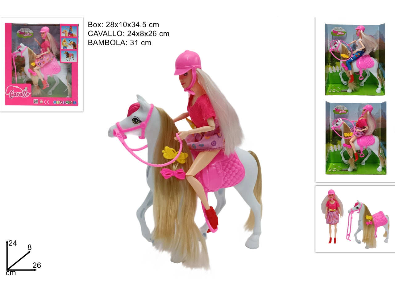 Bambola su cavallo - disponibile in 2 assortimenti