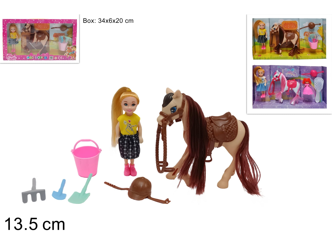 Bimba con cavallo e accessori