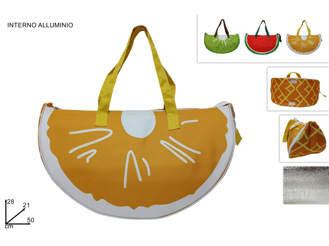 Borsa termica fantasia frutta grande in 3 assortimenti