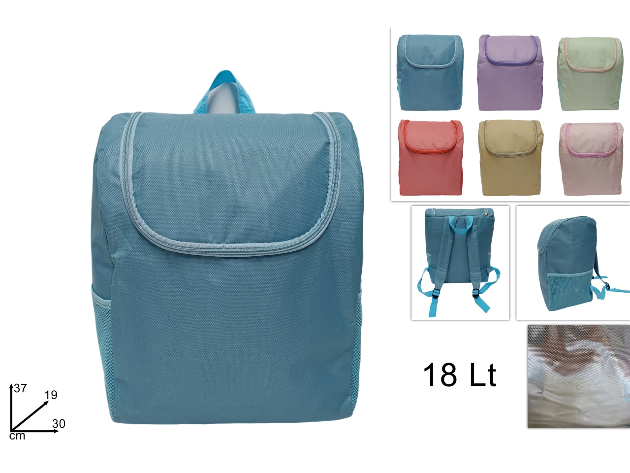 Zaino termico 18l, interno in alluminio 6 colori tenui assortiti 34x29x18 cm - Free Go