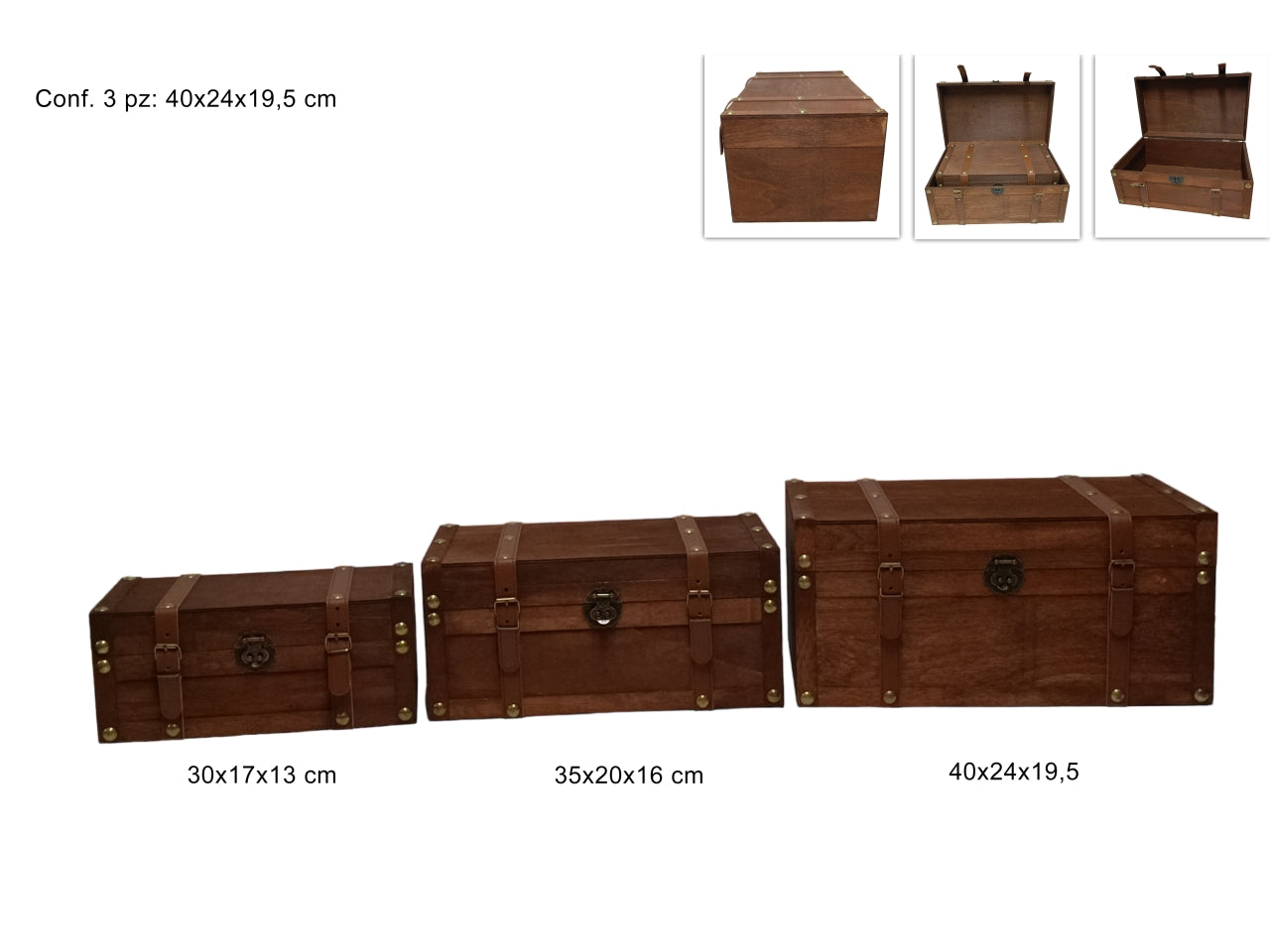 Bauletti legno set da 3 bauletti