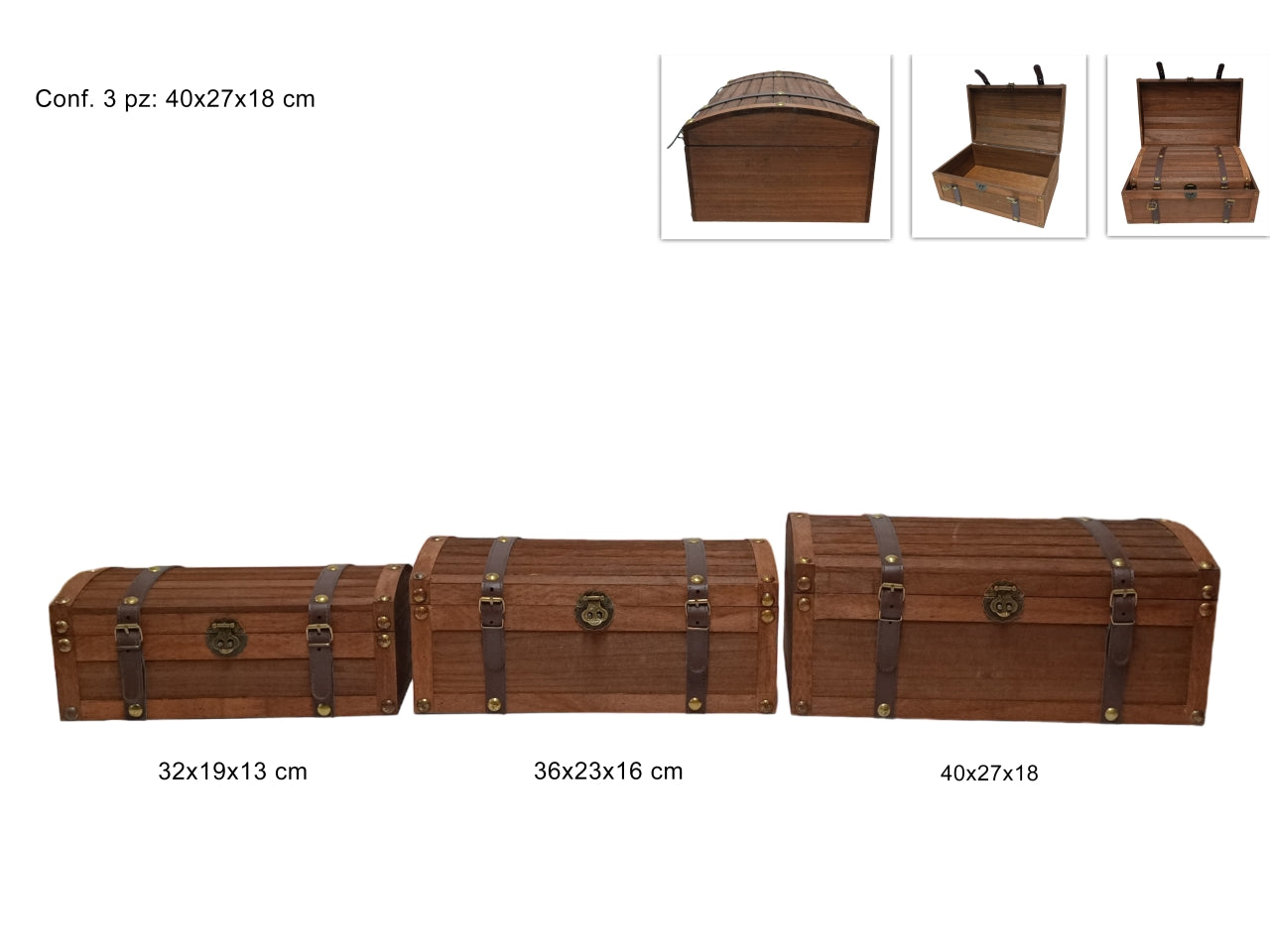 Bauletti legno set da 3 bauletti