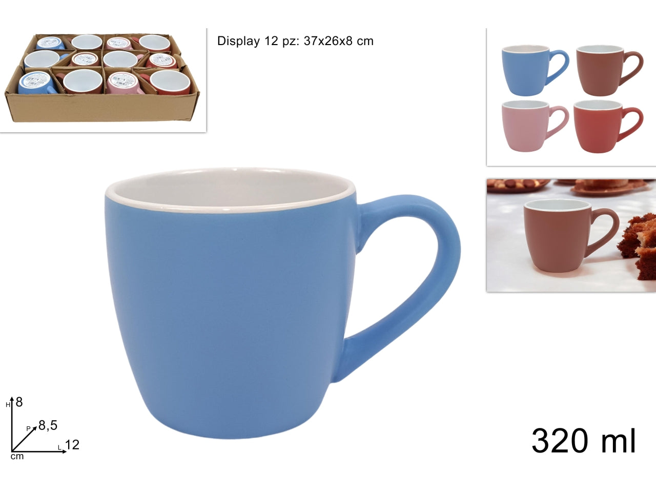 Tazzone in ceramica 320ml 6 varianti di colori