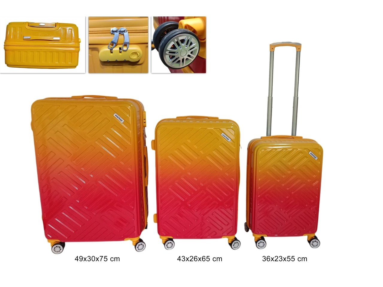 Set 3 valigie in abs arancio sfumato