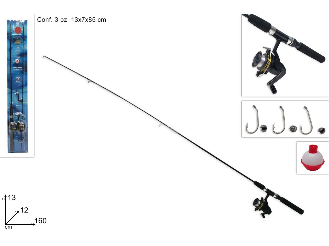 Canna da pesca con accessori
