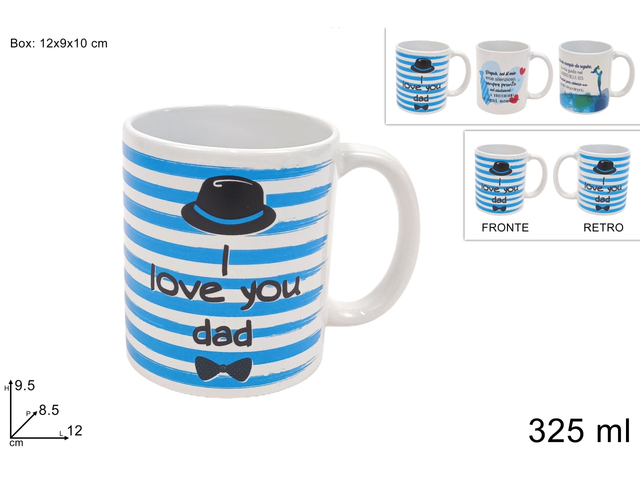 Tazzone mug 325ml festa del papa' in 3 varianti