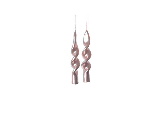 Candele natalizie linea fiamma metallica - set da 2 candele misura h.14xd.2cm colore rose gold