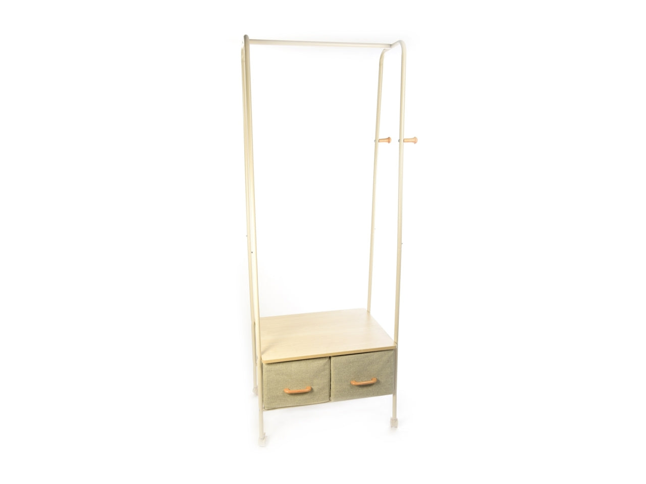 Porta abiti con cassetti e ruote in metallo e mdf colore beige h.170x64x45 cm - M Home