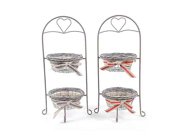 L.welcome cesto 2 pezzi con stand ferro90323