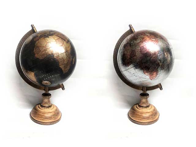 Mappamondo metallic c/base legno 18829