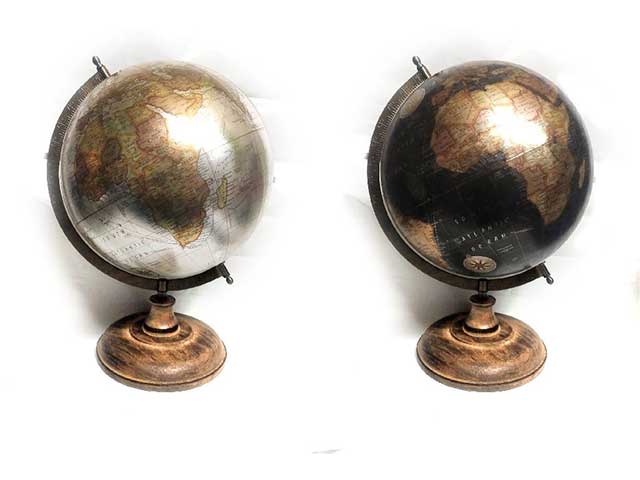 Mappamondo metallic c/base legno 18843