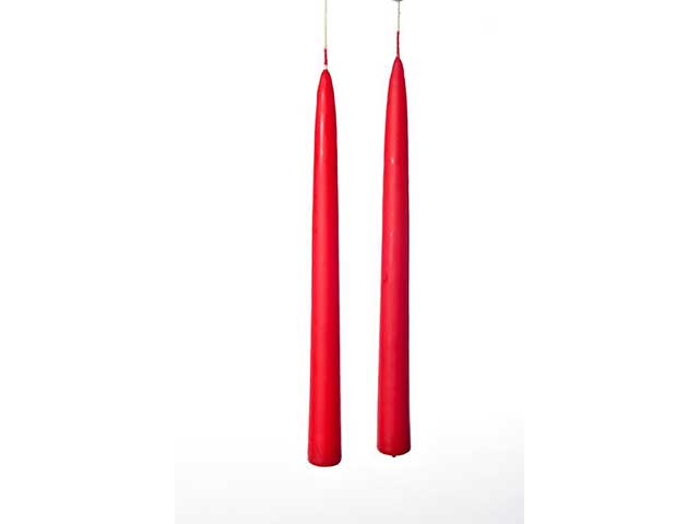 Candela a stelo 6 pezzi 25x2,2cm rossa 21195