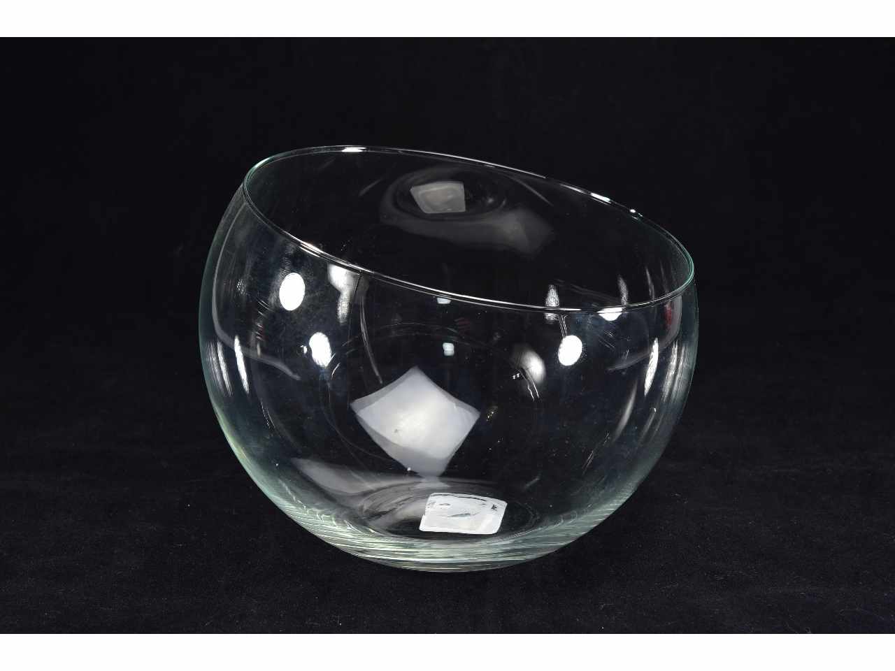 Vaso in vetro trasparente "oblique" d.20xh.15,5cm