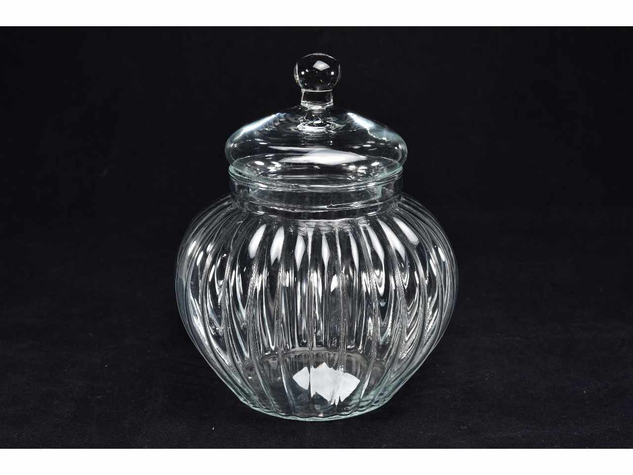 Potiche in vetro trasparente rigata "striped" d.13xh.20cm