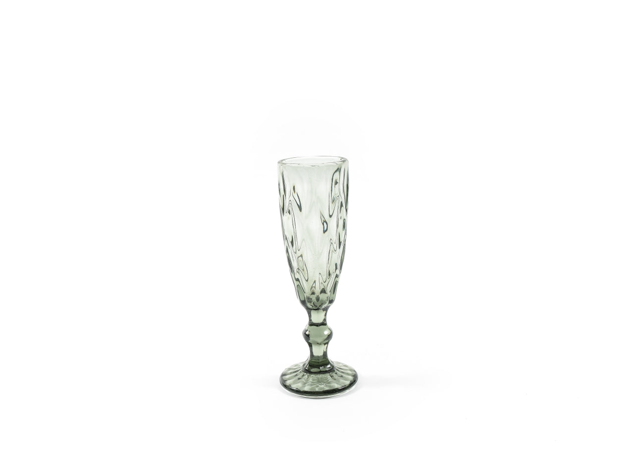 Flute in vetro verde trasparente classico, set 6 pezzi 6x20 cm - M Home