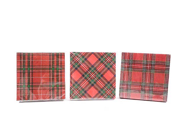 Tovaglioli tartan -la confezione comprende 20 tovaglioli misura 33x33cm assortiti