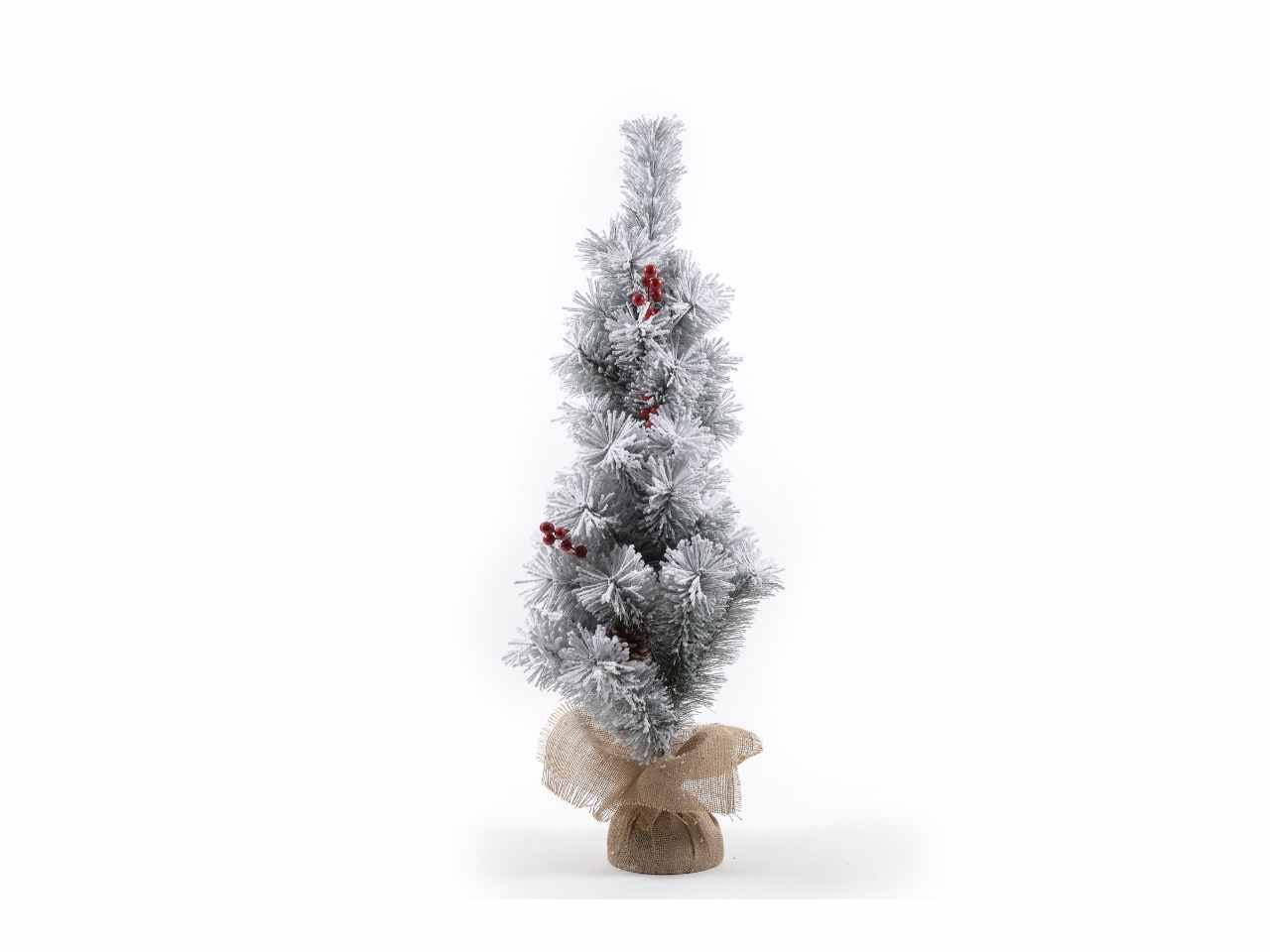 Albero di natale con base in yuta innevato h.90cm