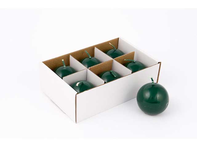 Candela sfera d4,5cm 6 pezzi verde 73266
