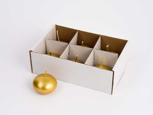 Candela galleggiante 4x2,5 6 pezzi oro 7364