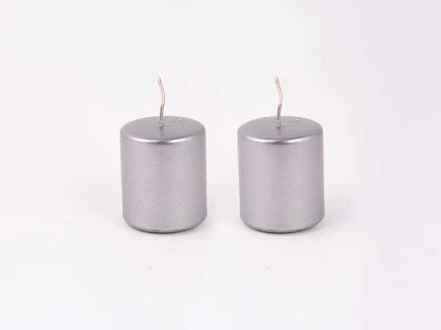 Candela moccolo 4x5cm 2 pezzi arg. 73723