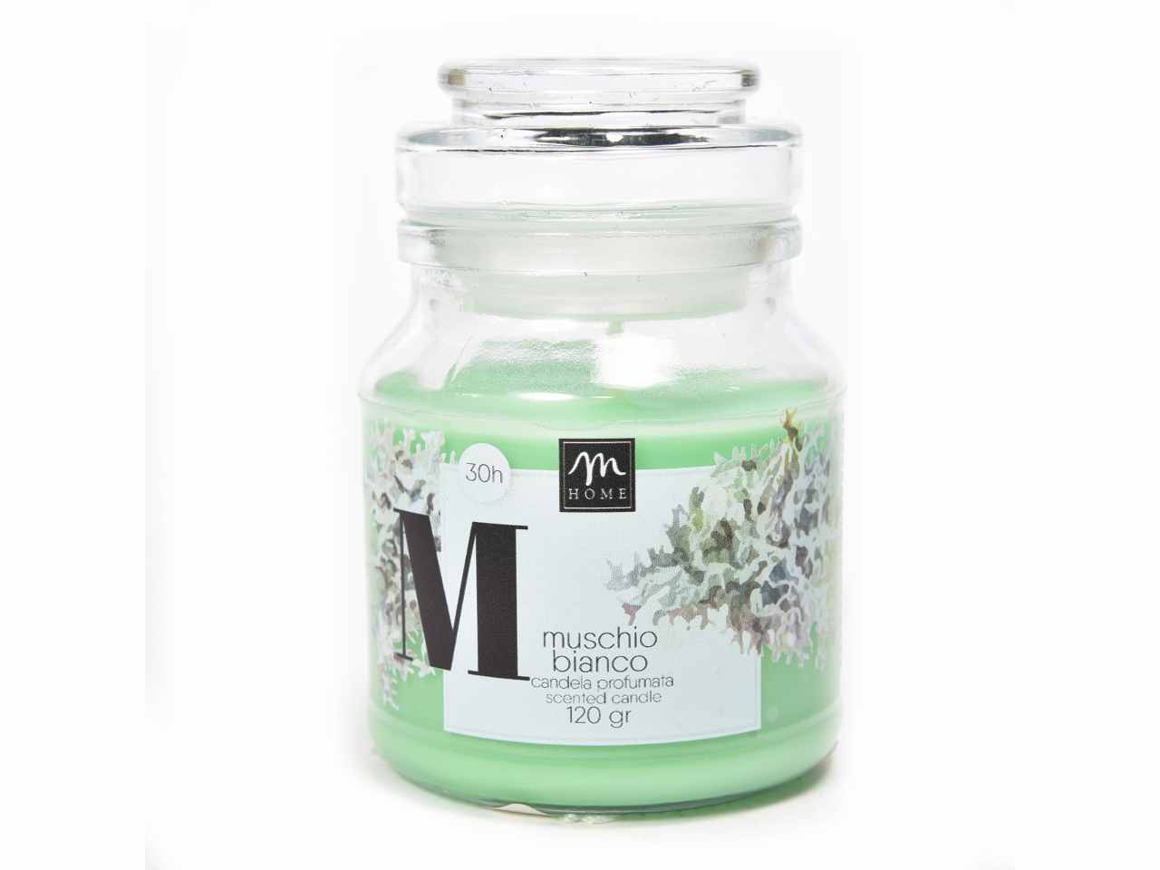 Candela in barattolo muschio b.130gr 08395