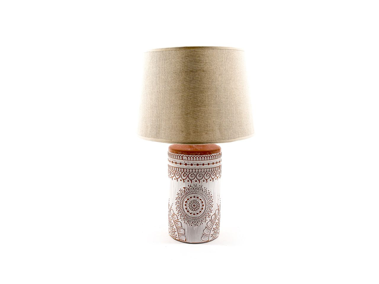 Lampada linea new colony con base in ceramica misura h.47xd.30cm con cappello misura d.30x25cm