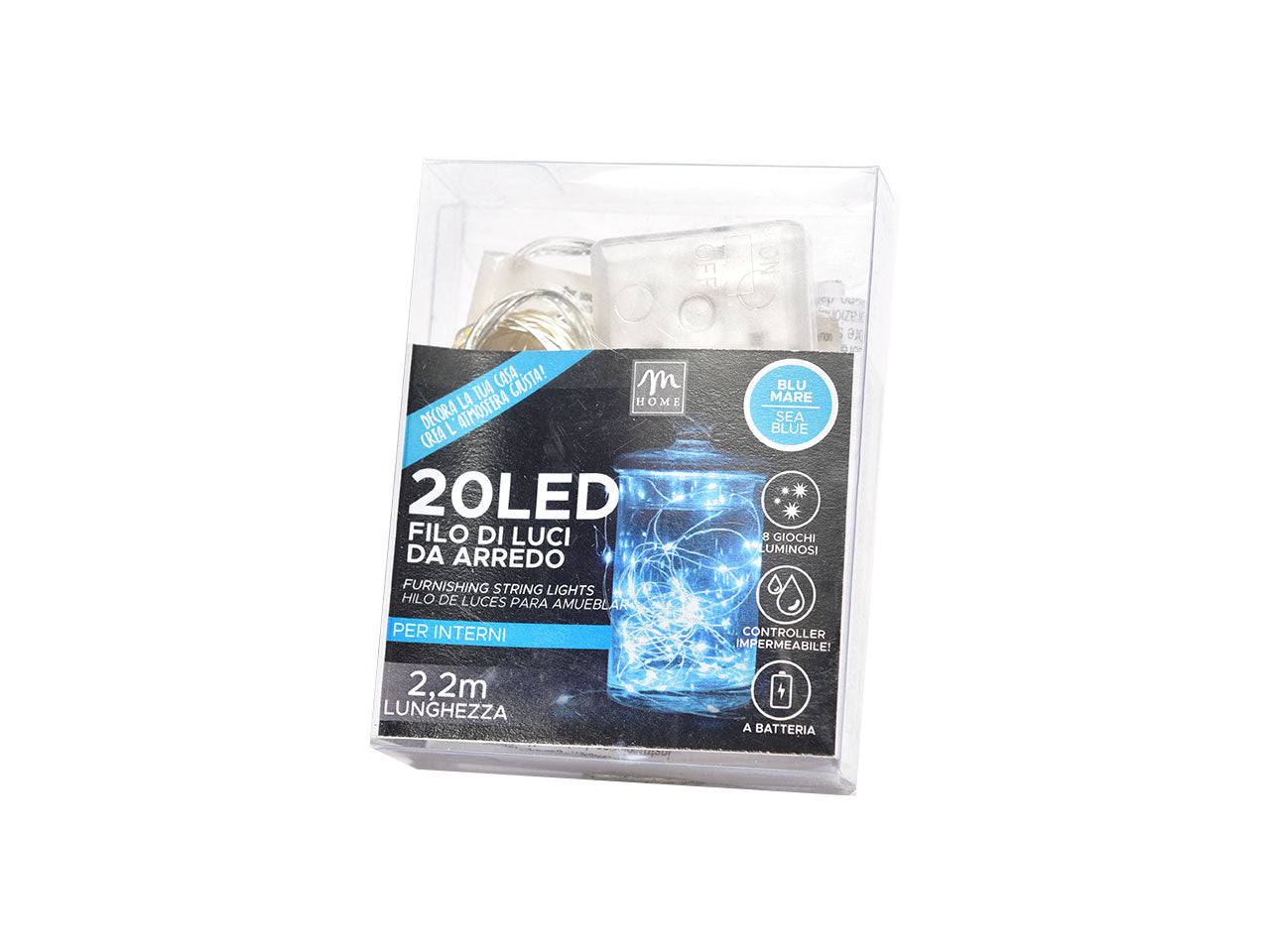 Catena 20 led azzurro batteria 19223