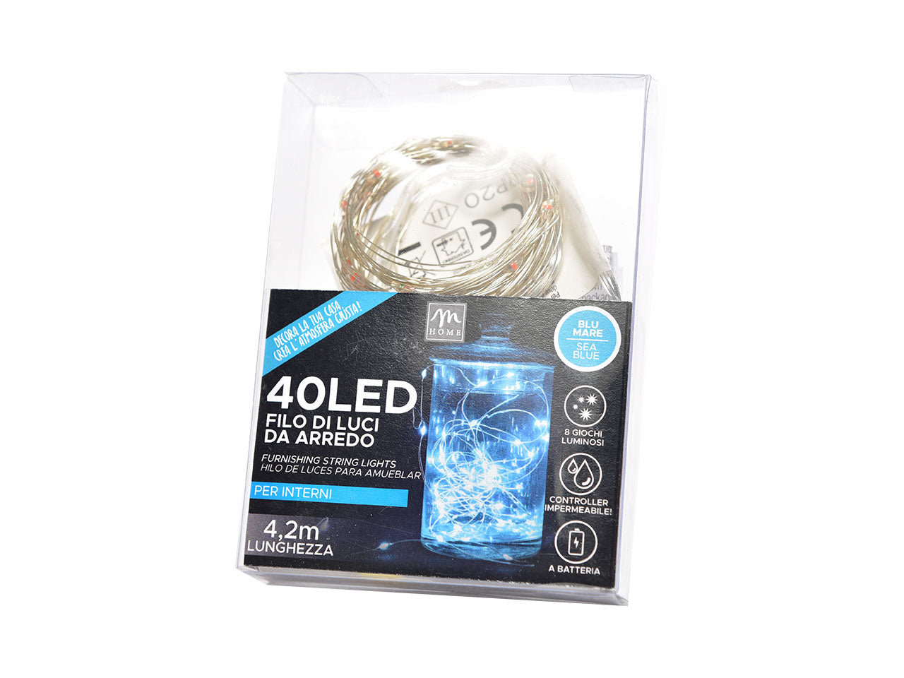 Catena 40 led azzurro batteria 19285