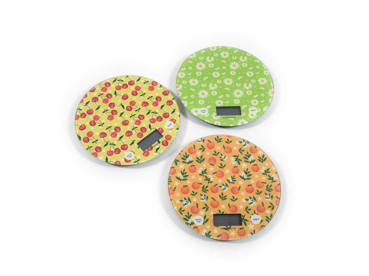 Bilancia da cucina digitale portata max 5kg d.18.5x1.5cm fantasie assortite in scatola regalo