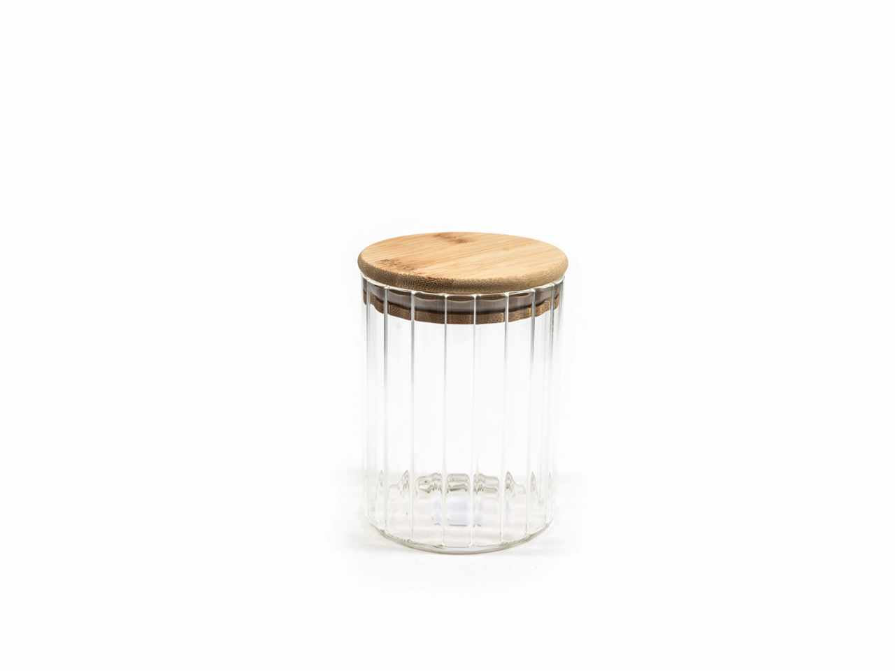 Barattolo in vetro con coperchio in bamboo 500ml d.9xh.12cm