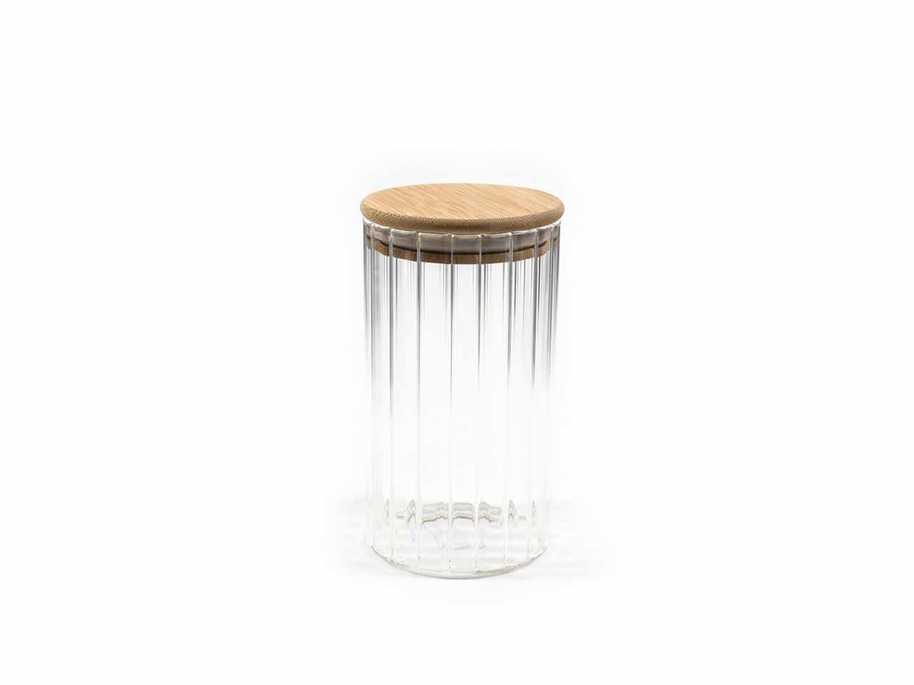 Barattolo in vetro con coperchio in bamboo 800ml d.9xh.16.5cm