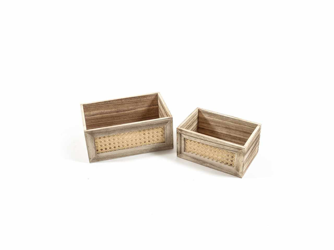Cassette in legno set da 2 misure 25x16x11cm e 20x13x10cm
