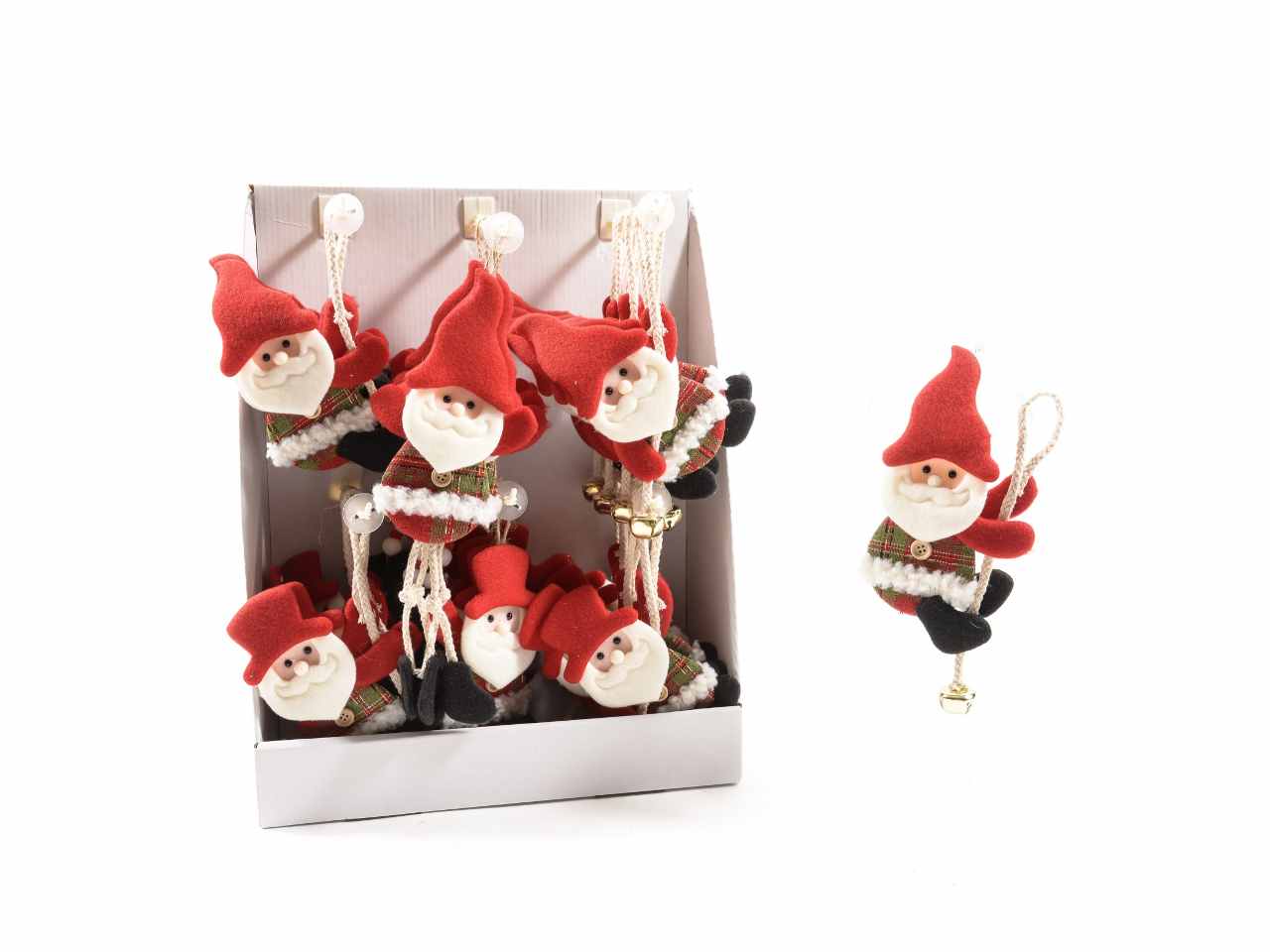 Babbo natale in pannolenci 16x10x1cm in espositore, assortiti
