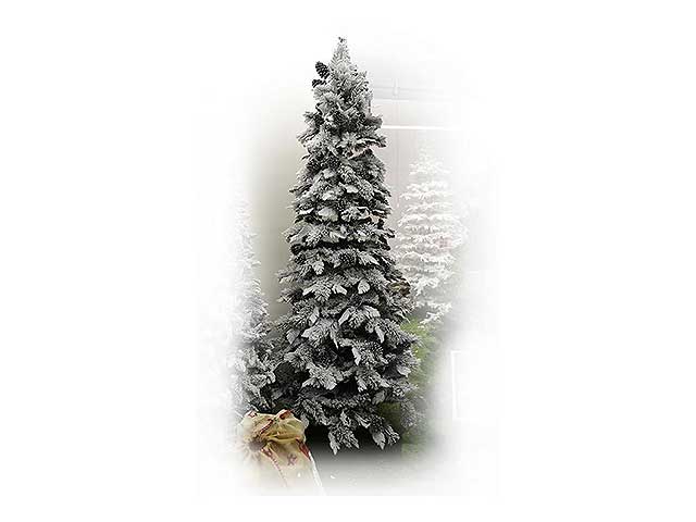 Albero di natale linea chamonix slim innevato con pigne e 496 rami - misura d.95xh.210cm $