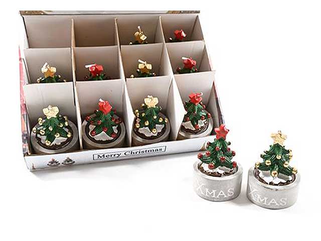 Decorazione natalizia candela albero 7,5cm diametro 4,8cm
