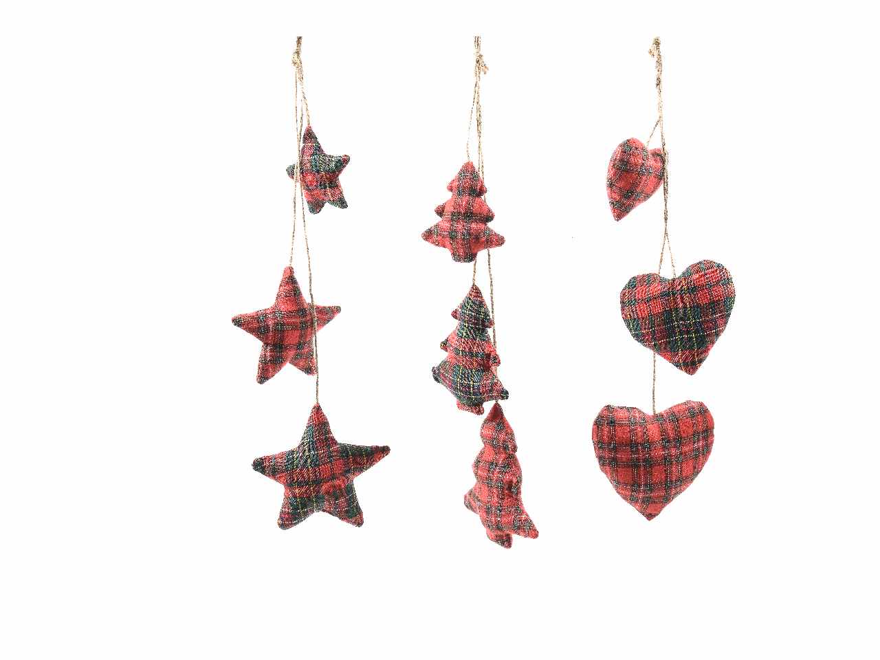 Pendente multiplo natalizio "tartan" 11,5x50cm assortito