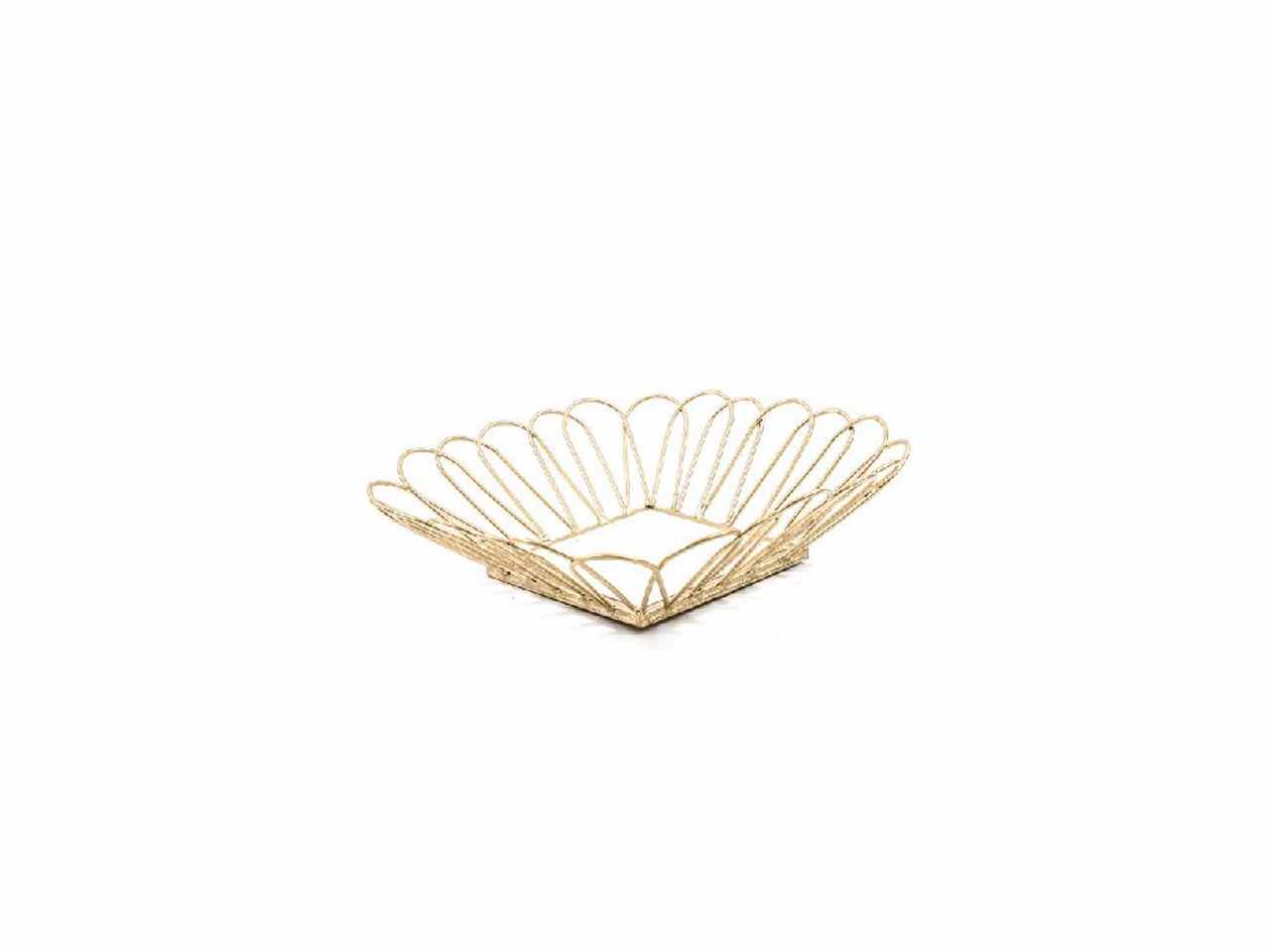 Centrotavola in metallo oro e legno 28x28xh.8cm