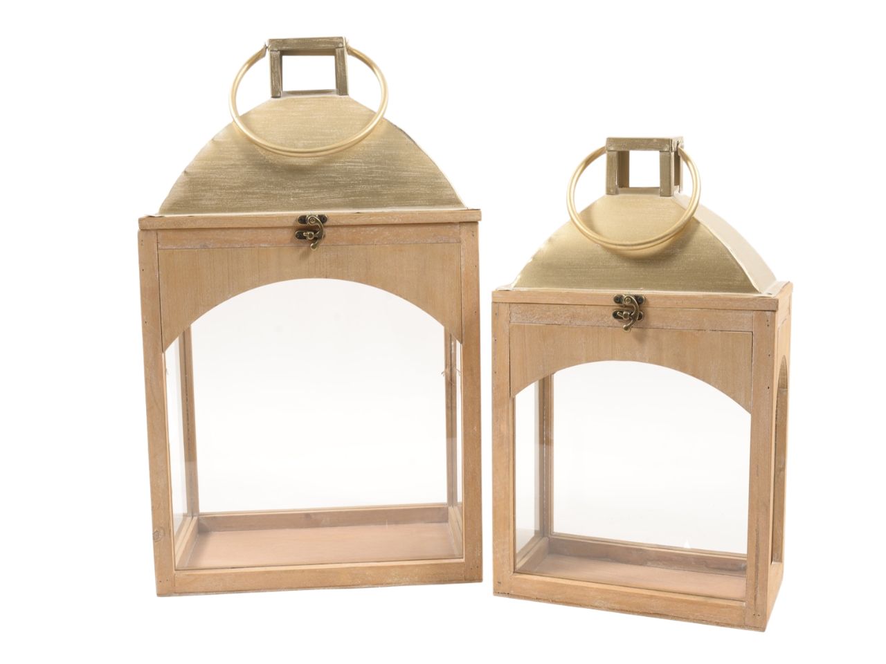 Lanterne in legno e metallo 2 pezzi 88113