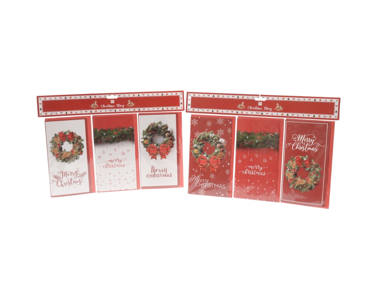 Biglietti di auguri natalizi merry christmas con busta - set da 3 biglietti misura 10x19cm assortiti