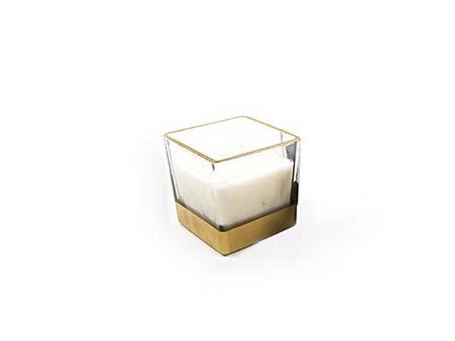 Candela in vetro c/bordo oro h12cm94909