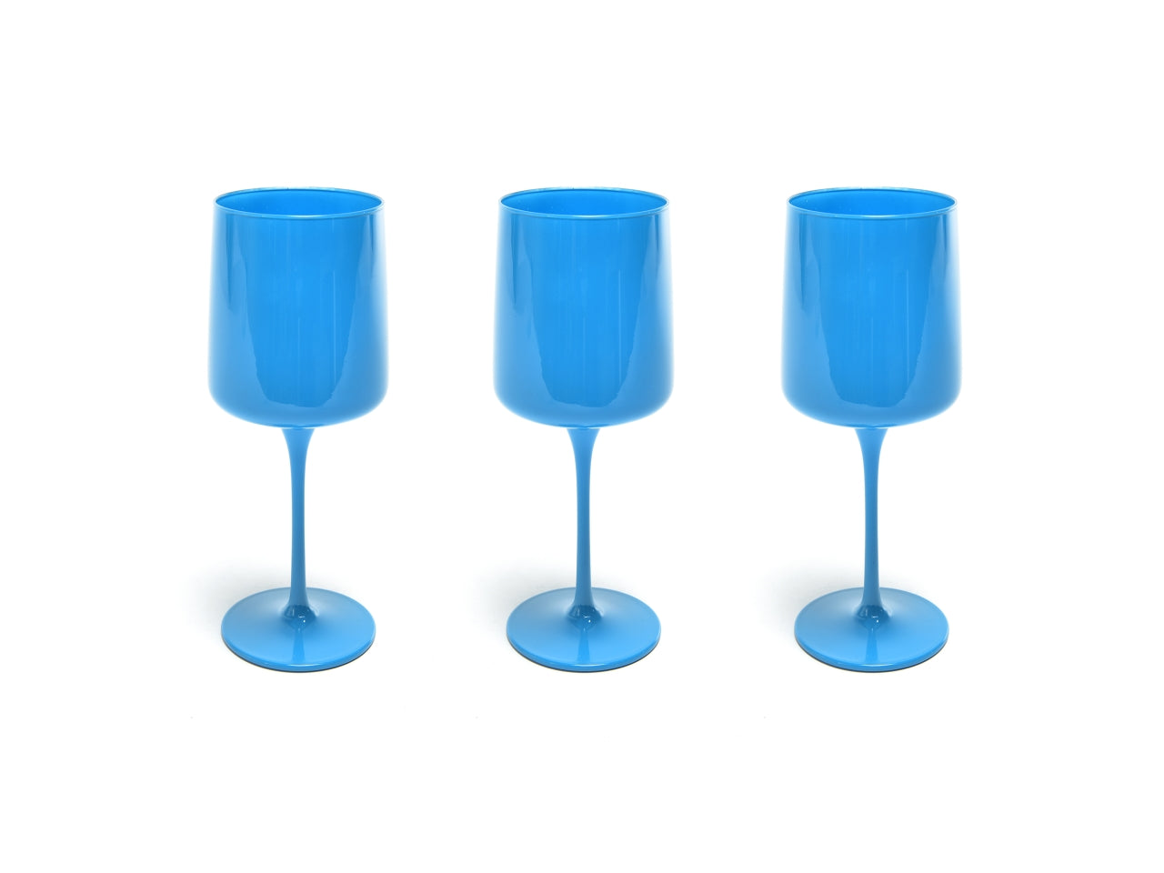 Calice in vetro 320 ml azzurro opaco stile moderno confezione 3 pezzi, Elegant - M Home