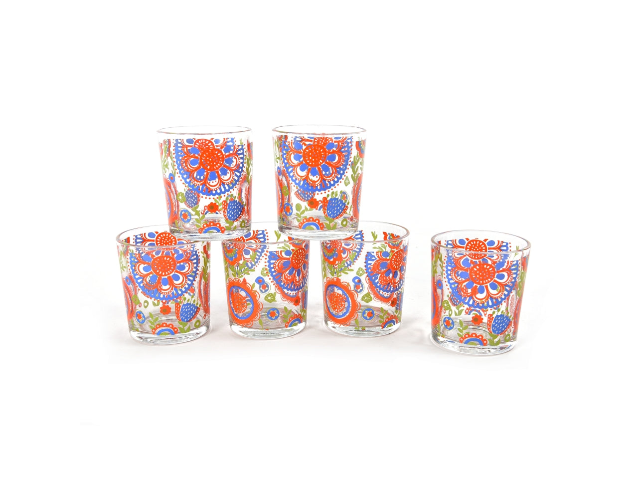 Set da 6 bicchieri serata estiva in vetro d.cm 8xh.9 26,5cl in cartonetta regalo