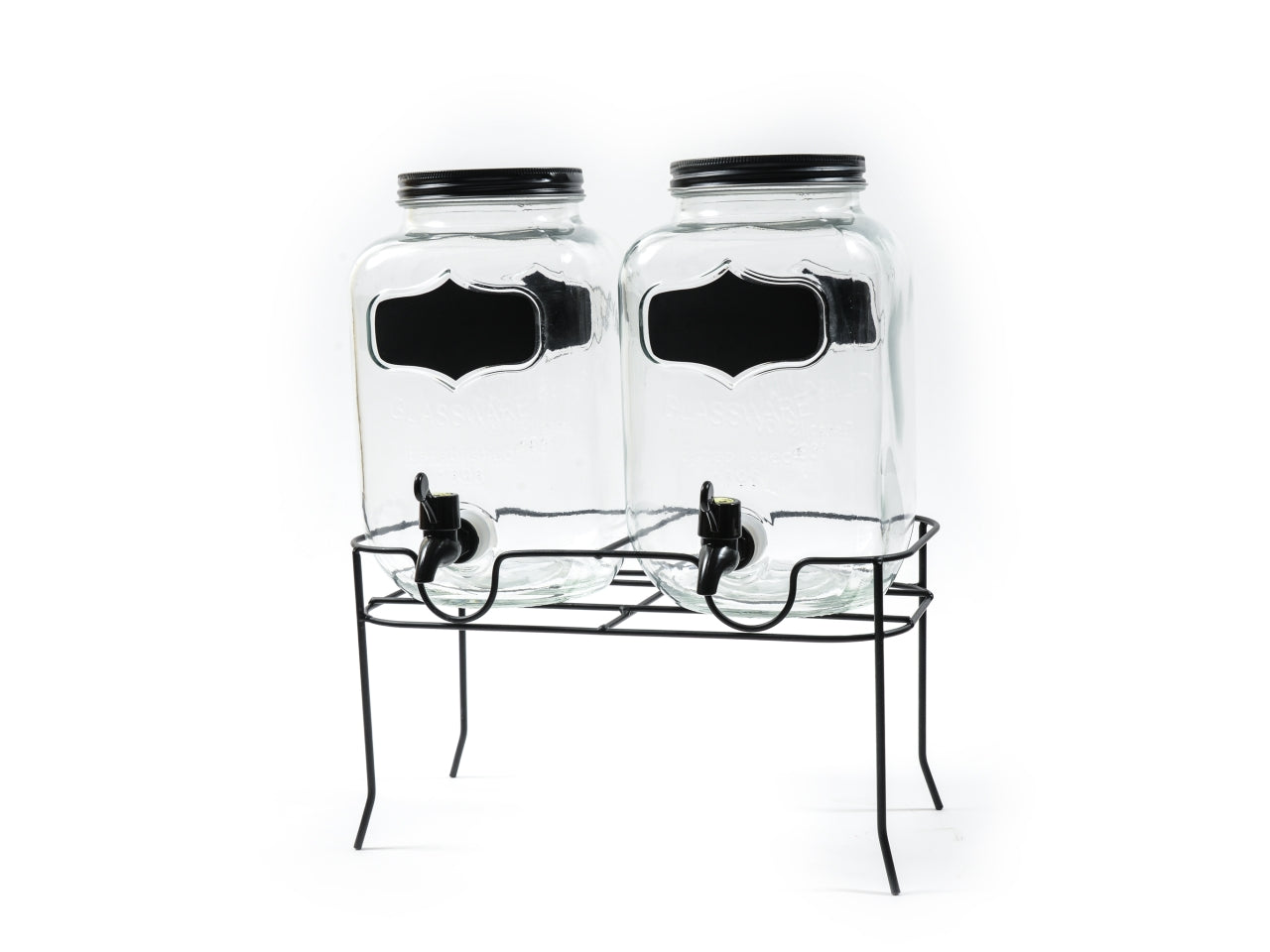 Dispenser con rubinetto 4 l in vetro e metallo stile industrial, set da 2 33x23x40 cm - Mercury