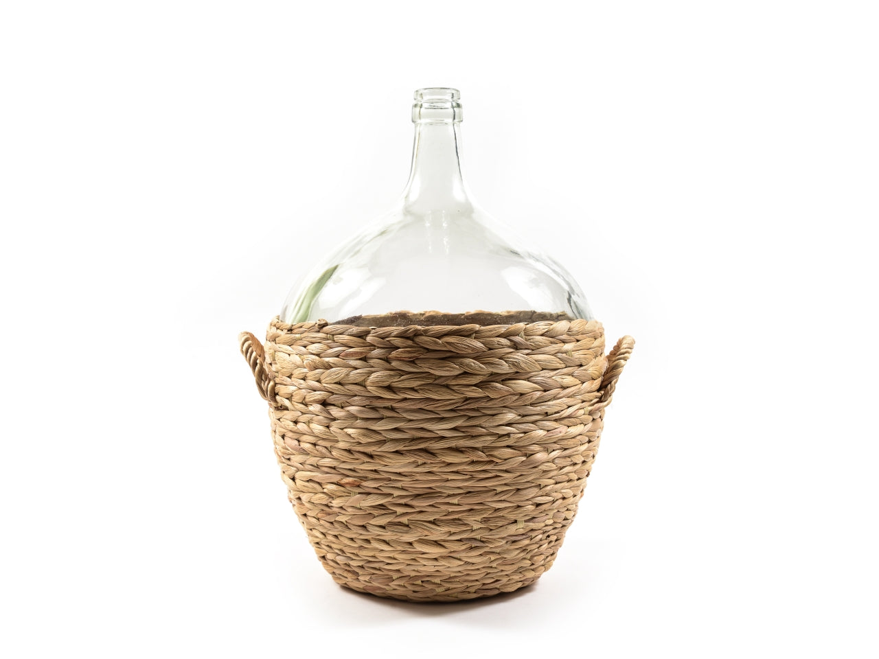 Damigiana grande in vetro con cestino in banano country 52x38 cm - M Home