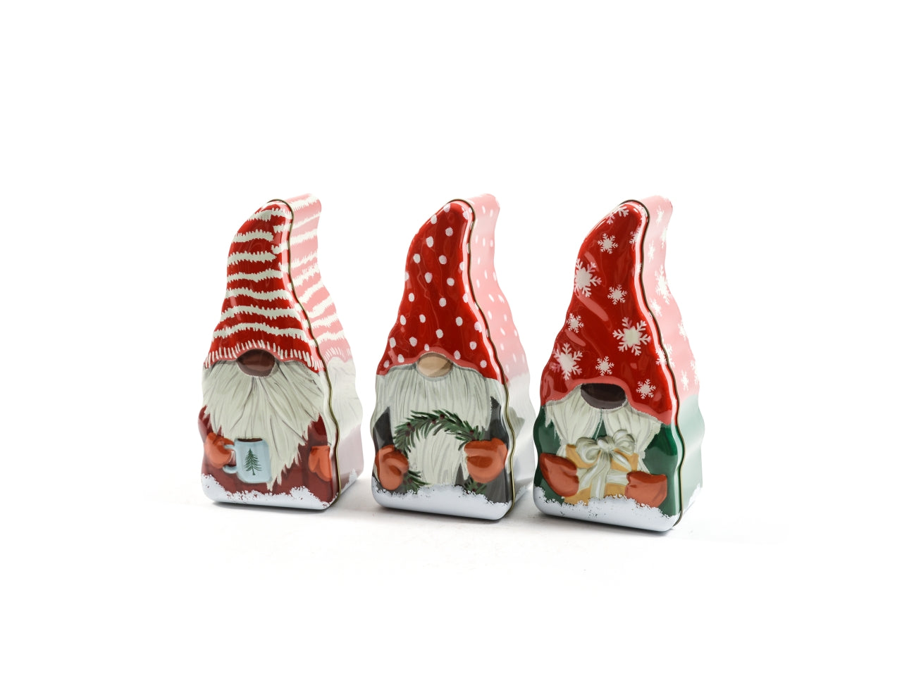 Scatola in latta gnomo 10x7,5x21cm decori assortiti