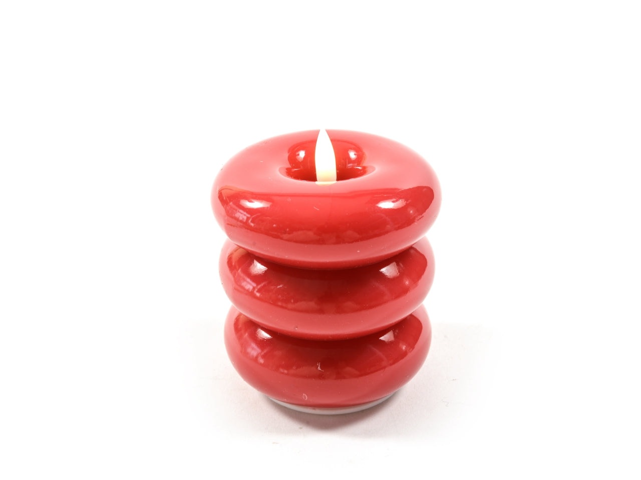 Candela rossa con luce led d.8xh.9,5cm